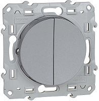 Переключатель без рамки Schneider Electric Odace 2-кл. проходной алюминий картинка